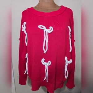 Simply Southern Red Bow Detail Statement Sweater | Cozy Chic
